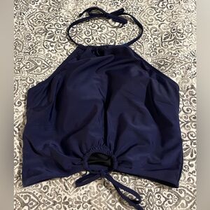 Cupshe Navy Blue Halter Swim Top